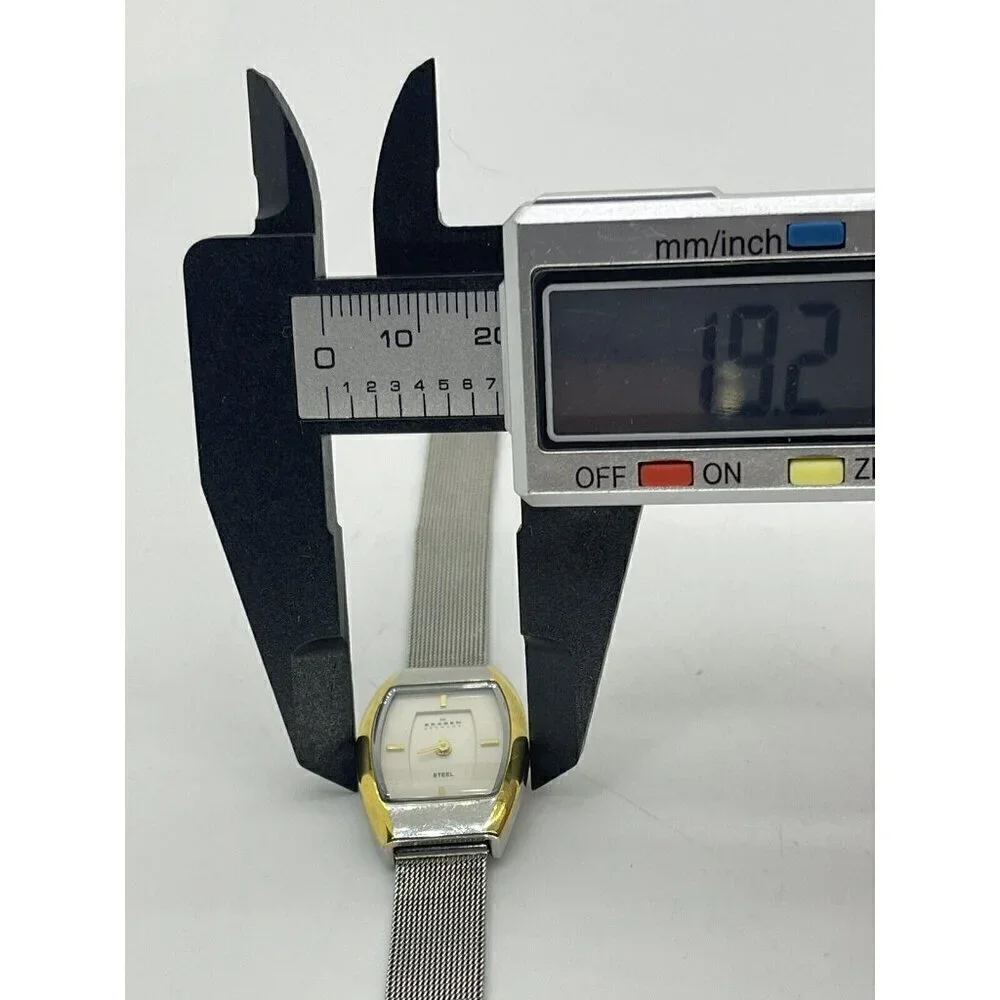 Skagen Denmark Steel Ultra Slim Two Tone White Face Women's Watch Mesh Bracelet